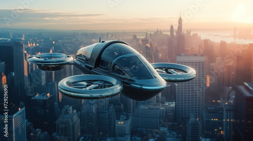Flying taxi with anti-gravity engines photo