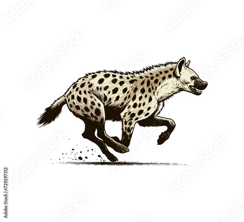 Spotted Hyena hand drawn vector illustration graphic