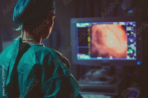 The doctor detects endometriosis. Diagnosis of endometriosis, including pelvic examination, ultrasound and laparoscopic procedures.