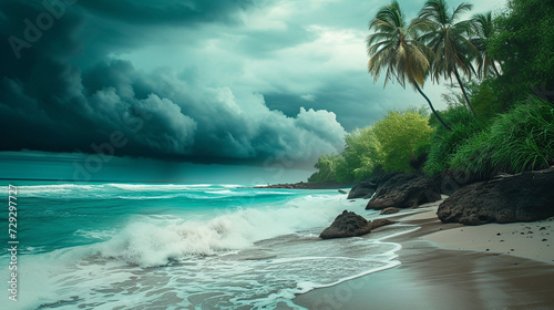Storm on the tropical island. 