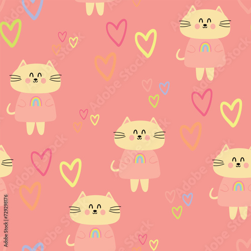 Wallpaper Mural BasCute cartoon cats seamless pattern. animal wallpaper for children, textiles, children's sleepwear, fabric prints, gift wrapping paperic RGB Torontodigital.ca