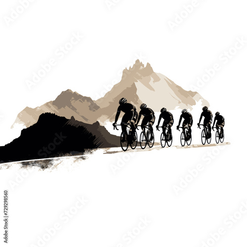 silhouette of men s cycling team during the race
