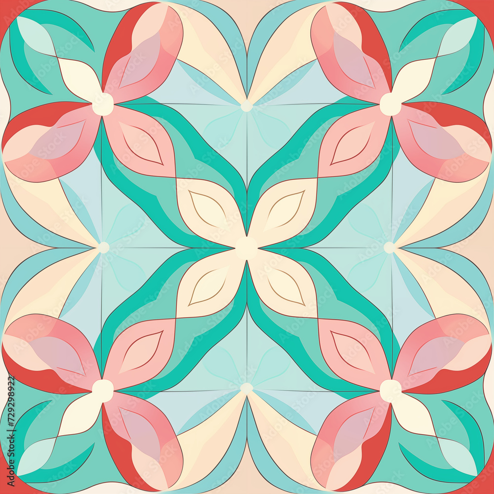 Fototapeta premium Illustration of flower pattern, retro