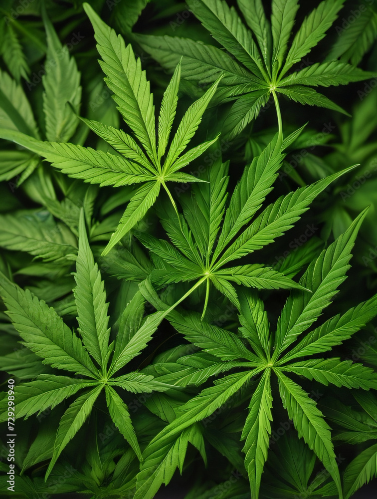 Photo Of Closeup Shot Of Many Marijuana Leaves Overlapping Each Other, Creating A Vibrant And Lush Green Background Photo Of Closeup Shot Of Many Marijuana Leaves Overlapping Each Other, Creating A Vibrant And Lush Green Background