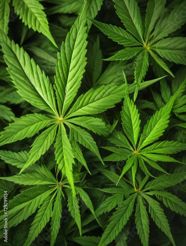 Photo Of Closeup Shot Of Many Marijuana Leaves Overlapping Each Other  Creating A Vibrant And Lush Green Background