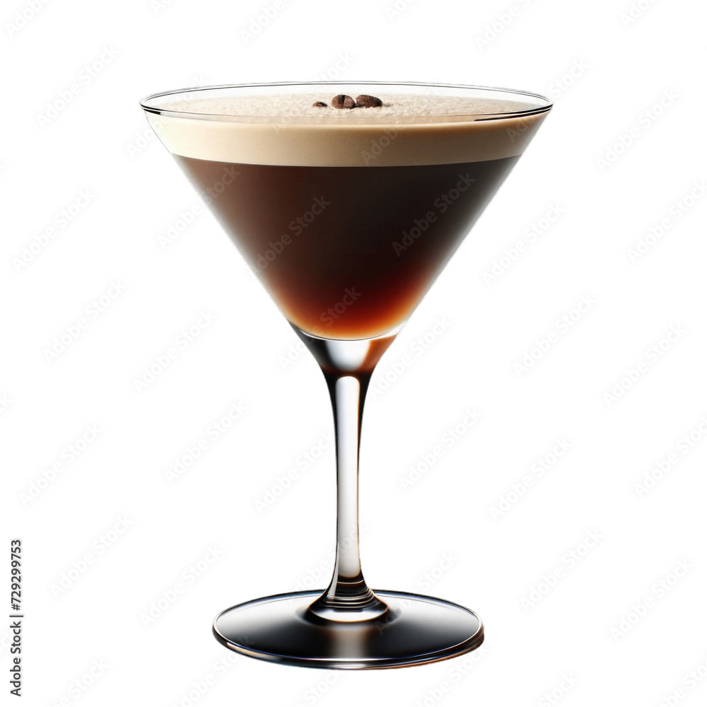 Espresso Martini Cocktail in an Elegant Glass, Classic Coffee-Alcohol Blend with Sophisticated Layers