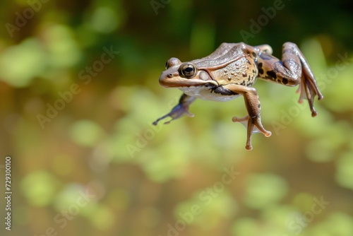 frog leaping towards the lens, midjump