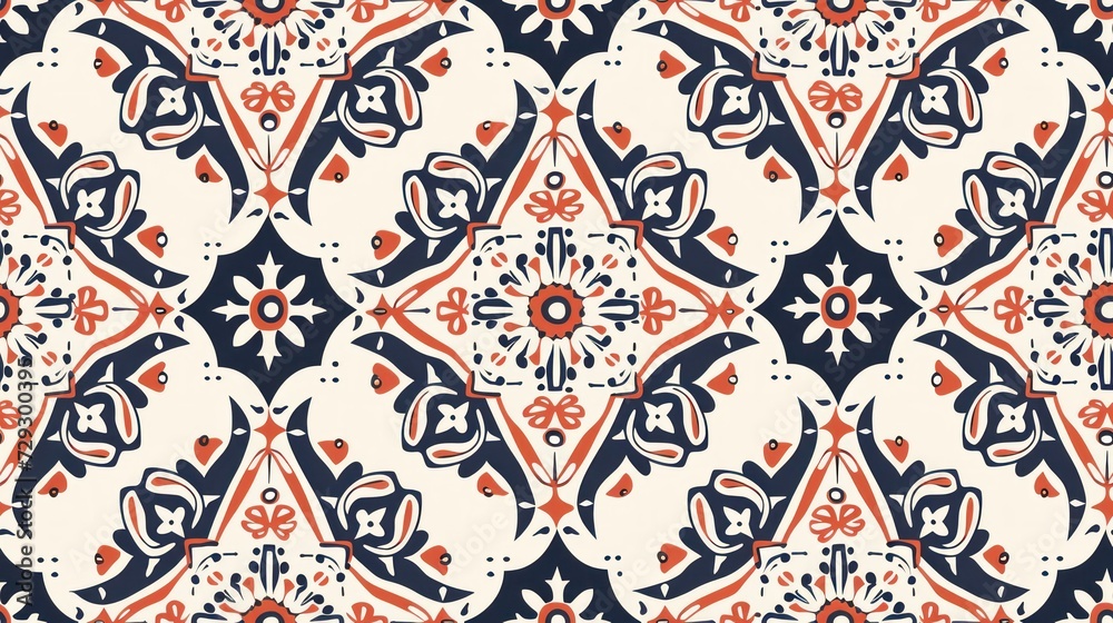 Elegant tile pattern with floral and geometric elements