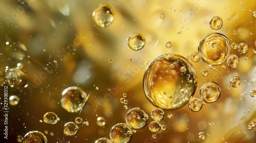 Golden Oil Bubbles Macro Shot