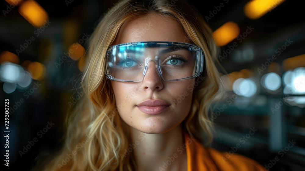 Futuristic Woman with Protective Eyewear Futuristic Woman with Protective Eyewear