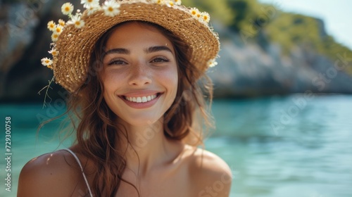 Summer Smile with Daisy Adorned Hat