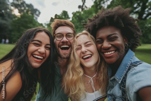 Joyful Friends in a Park Selfie