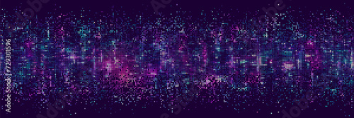 Seamless halftone dotted digital technology modern trendy futuristic banner design. Cyberpunk and retrowave header design for technology, hi-tech and science concept. Vector illustration