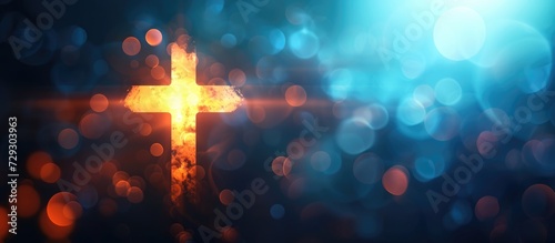 Blurry Christian cross symbol. photo