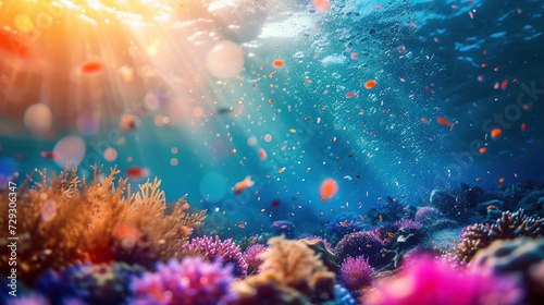 scene with ocean underwater , seascape