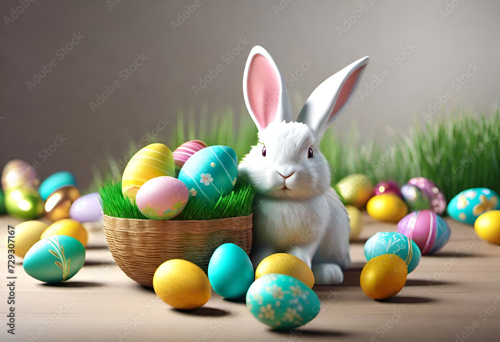 easter egg in minimal style. pastel color, easter bunny easter egg in minimal style. pastel color, easter bunny