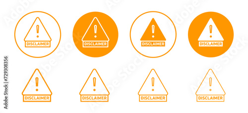 Disclaimer vector icon set collection. Disclaimer Outline flat Icon.