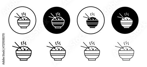 Fried Rice vector icon set collection. Fried Rice Outline flat Icon.