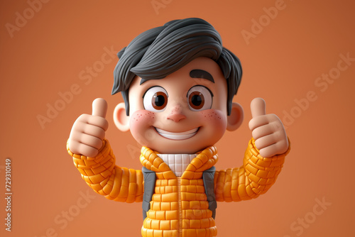 Malik's animated character gestures at a classroom on a red background. 3d illustration photo