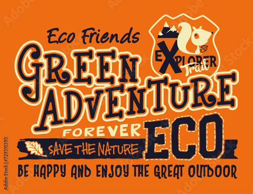 Eco friendly green kids discovery adventure cute vector print for children boy t shirt sweatshirt pajamas outdoor wear