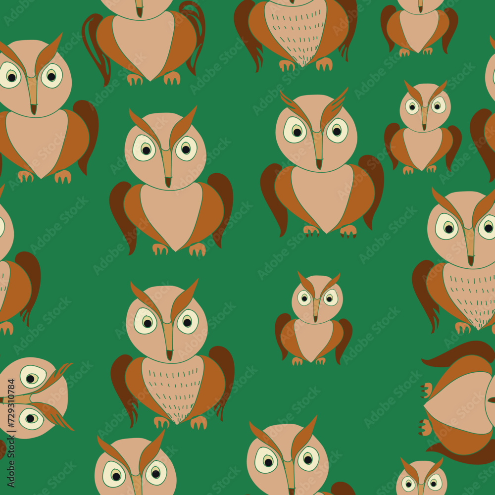 Seamless doodle colored owls. Hand drawn. Seamless doodle colored owls. Hand drawn.