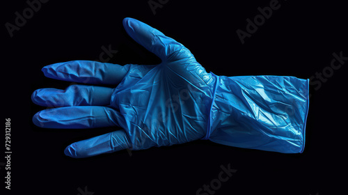 Blue surgical gloves isolated on black, clipping.