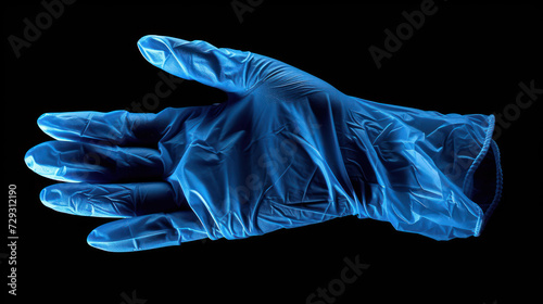 Blue surgical gloves isolated on black, clipping.