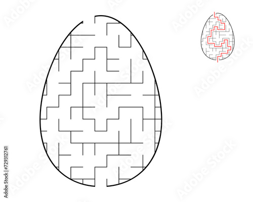 A maze puzzle. An egg shaped maze. Entertainment for children and adults.