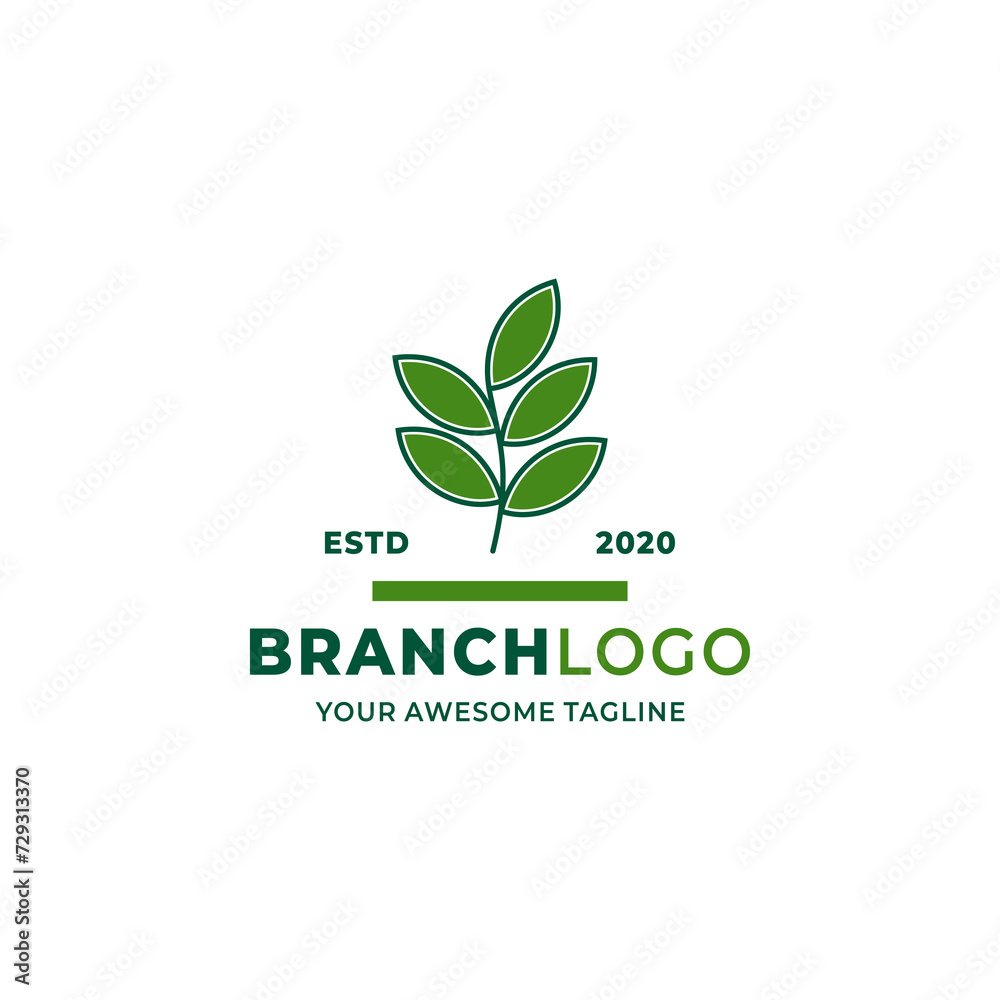 A branch logo that is very suitable for your business related to nature, plantations, and the like A branch logo that is very suitable for your business related to nature, plantations, and the like