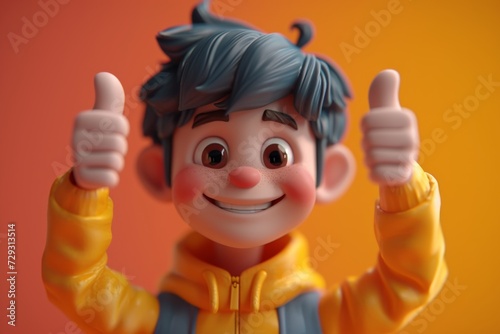 Malik's animated character gestures at a classroom on a red background. 3d illustration photo