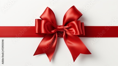 Red gift bow on white background with copy space for text festive mood and holiday concept