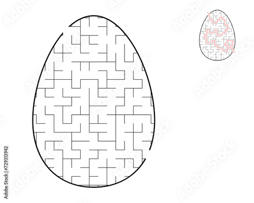 A maze puzzle. An egg shaped maze. Entertainment for children and adults.