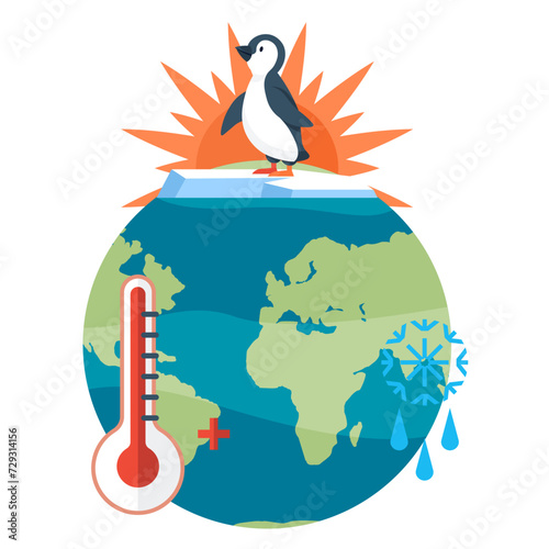 Global warming vector illustration. Ecosystem, delicate symphony, resonates with dissonance climate change and environmental harm Contamination, ink staining pages atmospheric purity, narrates tale