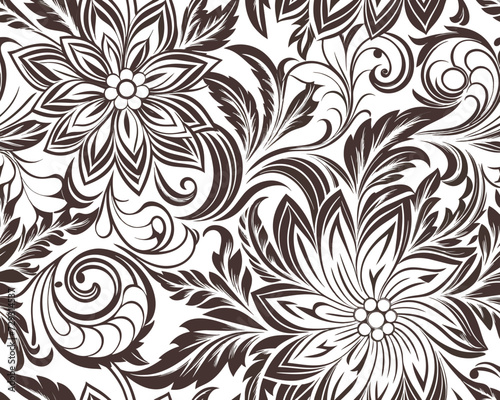 vector white floral abstract organic patterns seamless pattern