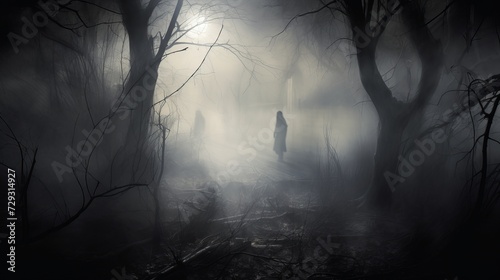 Eerie Ghostly Presence in the Chilling Fog