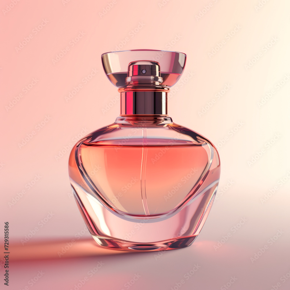 Bottle of perfume isolated on pink background, blank perfume mock up Bottle of perfume isolated on pink background, blank perfume mock up
