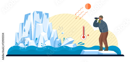 Glaciers vector illustration. The Antarctic wilderness, with its glacial vastness, is cathedral ice Snow-capped peaks and glaciers create picture-perfect wintry panorama Glaciers metaphorically echo