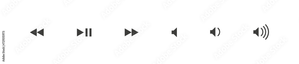 Buttons for video and music media player. Set interface icon. Vector isolated Buttons for video and music media player. Set interface icon. Vector isolated