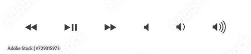 Buttons for video and music media player. Set interface icon. Vector isolated