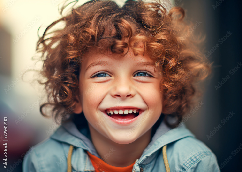 Close up of smiling little boy at school, back to school concept, blurred background Close up of smiling little boy at school, back to school concept, blurred background