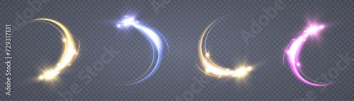 Dynamic golden lines with a glow effect. Magic light effect. Abstract sparkling whirlpool, wave of light.	