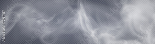 Fog or smoke isolated on transparent background with special overlay effect. White vector smoke, cloudiness, fog or smog background. special overlay effect Vector