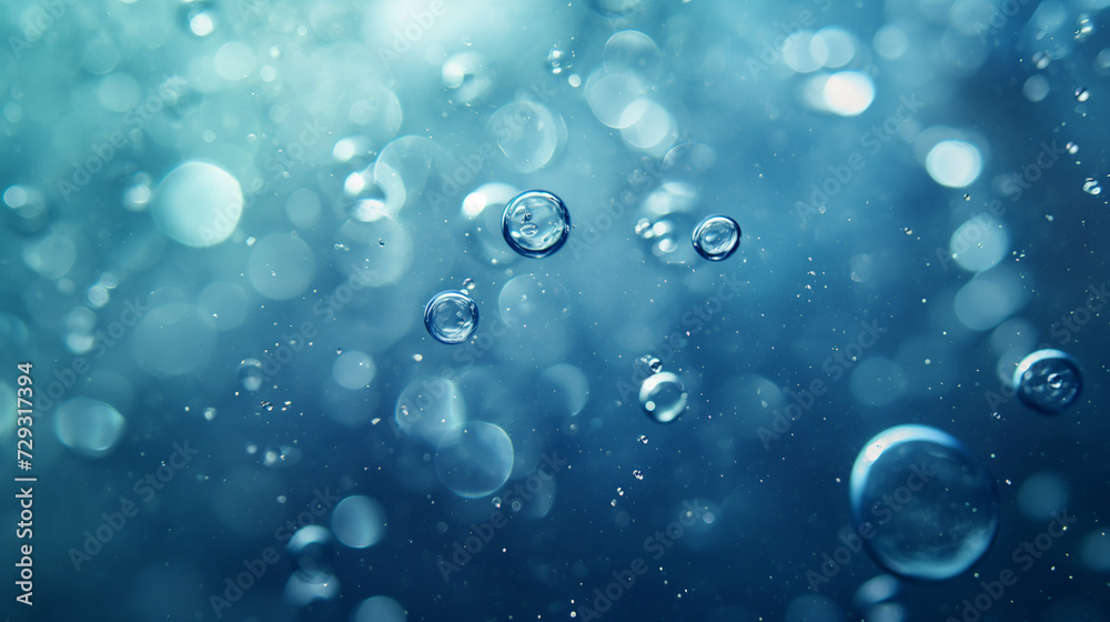 Bubbles with bokeh background. Underwater wallpaper 
