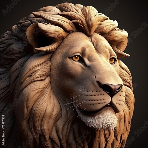 Immersive lion artwork. Explore the wild in 3D detail