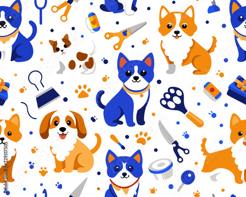 vector hand drawn pet grooming pattern © dejanira