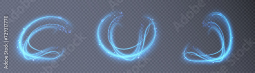 A whirlwind of bright blue light. Abstract curved light effect of bright lines. Vector illustration