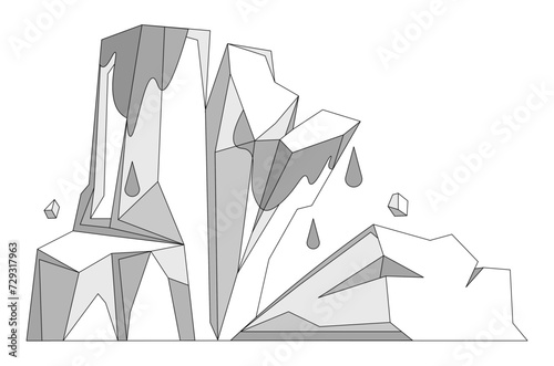 Glaciers vector illustration. Frozen floes, drifting silently, tell tales polar adventures untold Glaciers, like frozen rivers, carve their mark on face nature The Antarctic wilderness