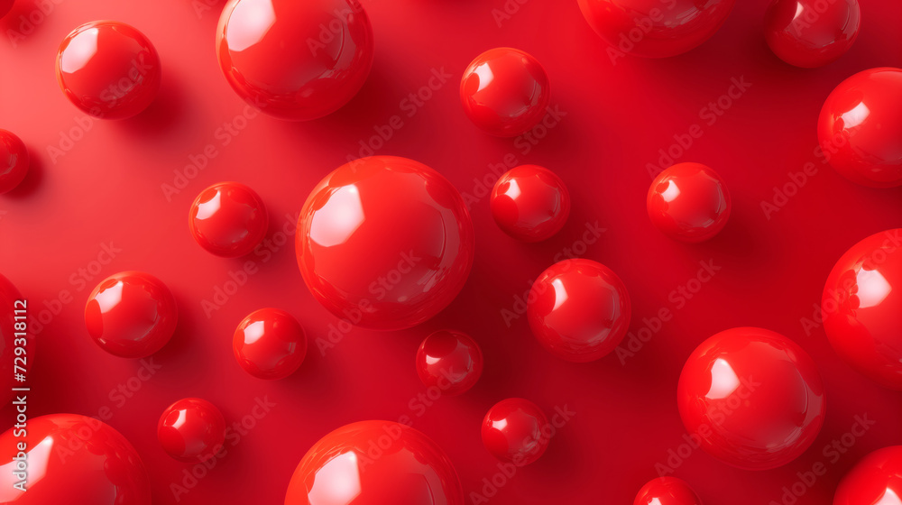 Glossy red balloons on red background, 3D Glossy red balloons on red background, 3D