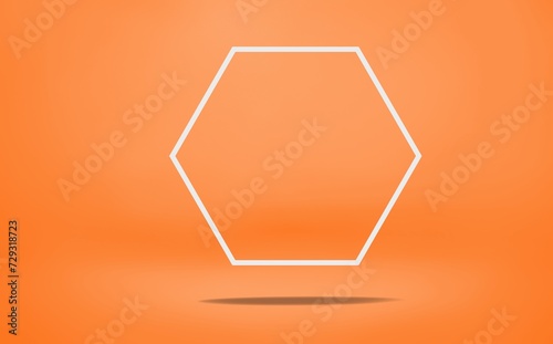 White frame in orange color studio background.