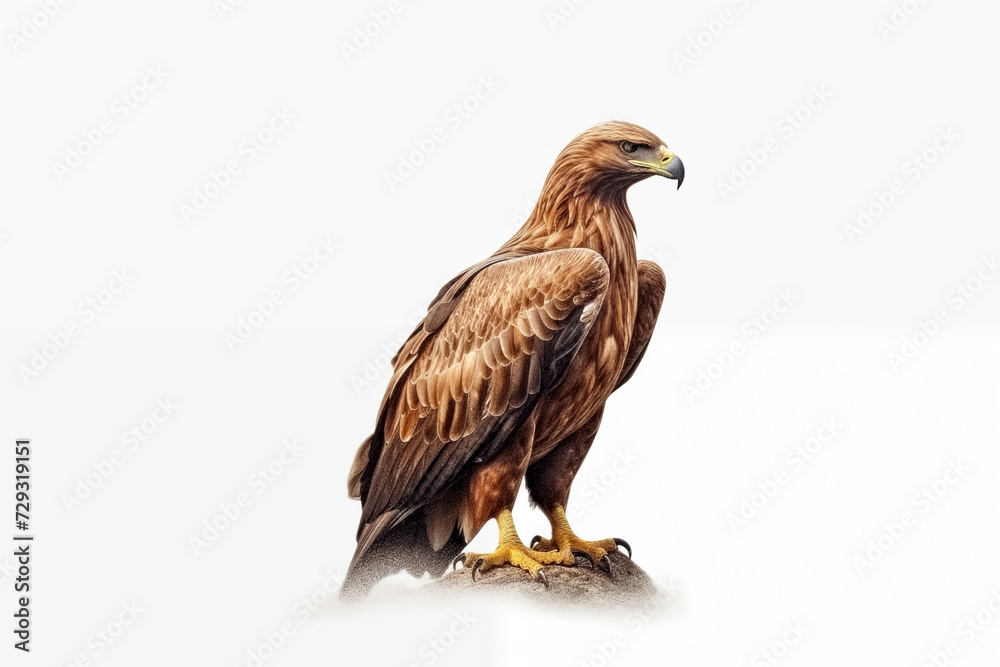young brown eagle isolated over white background young brown eagle isolated over white background
